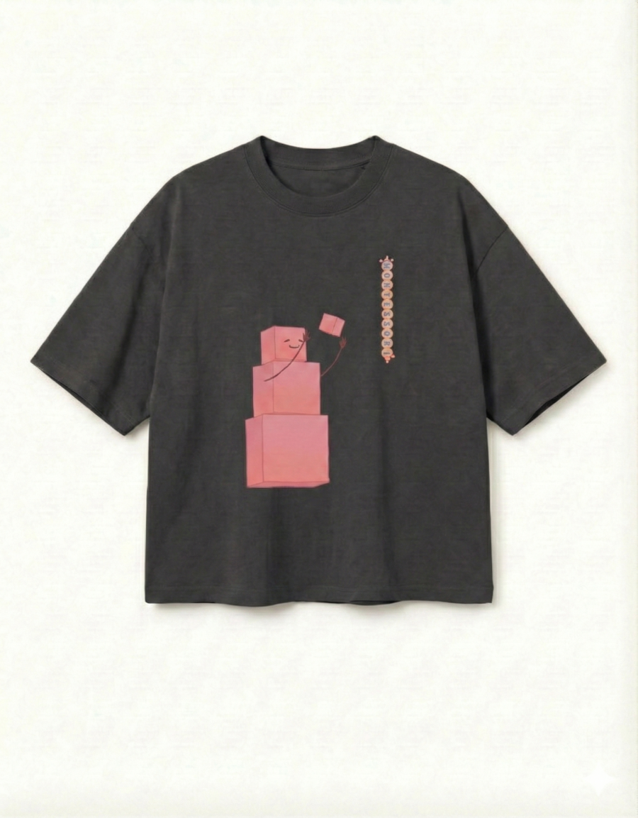 The Pink Tower Tee — Charcoal